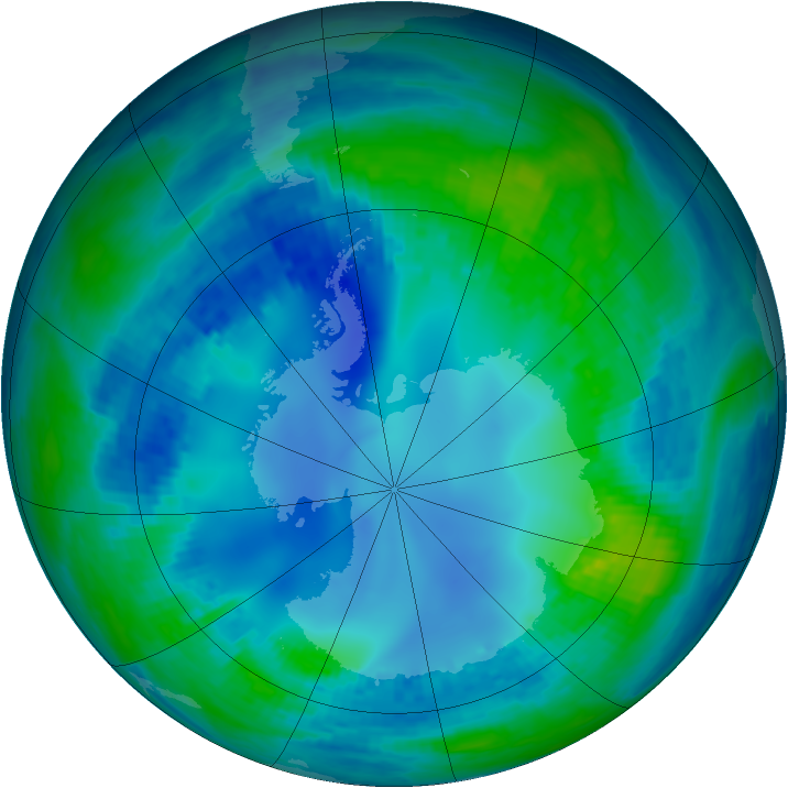 Antarctic ozone map for 07 May 2002
